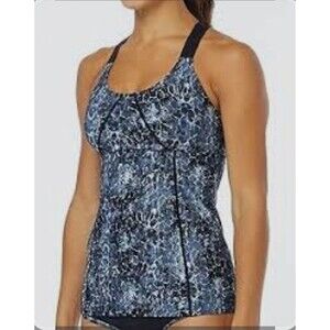 TYR Women Serpiente Black/grey Emma Tank Athletic Swim  Size S NEW